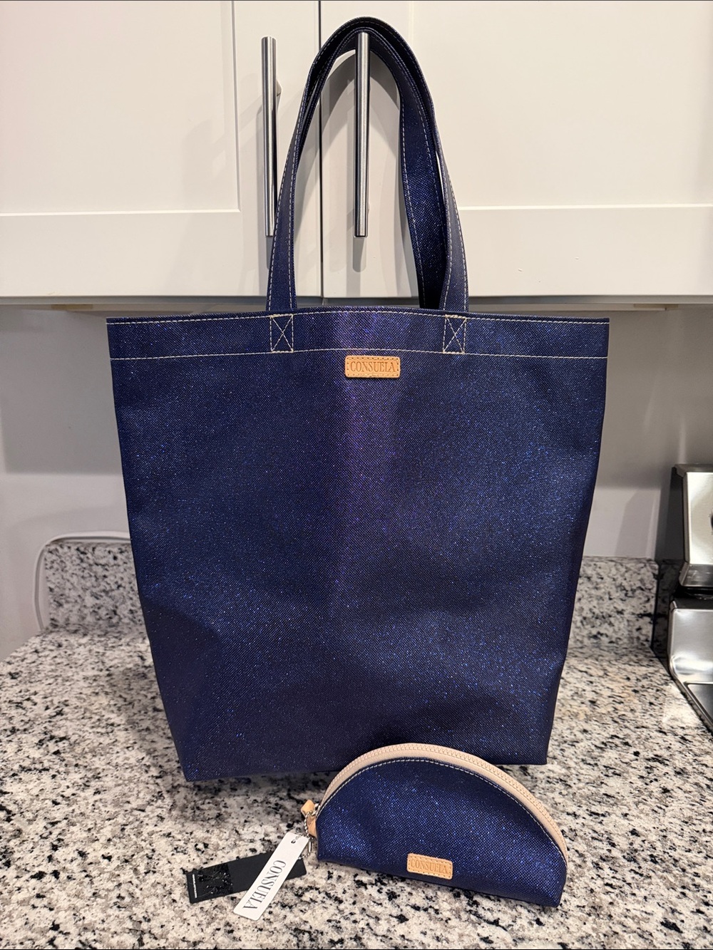 NWT Consuela Starlight Sparkle Blue Tote and Pouch